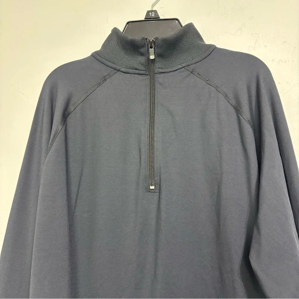 FJ Footjoy Men's Quarter 1/4 Zip Pullover Jacket Lightweight Black Medium Golf